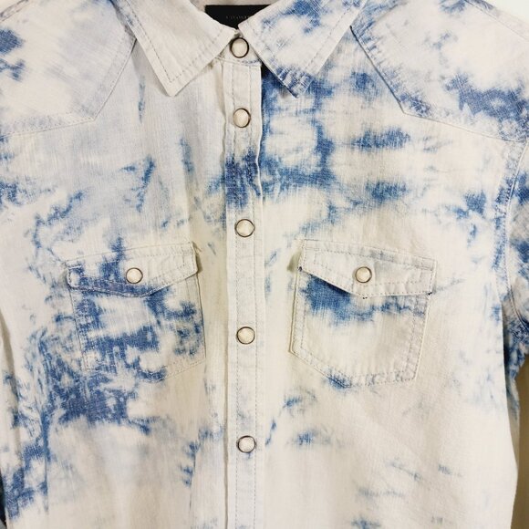 American Eagle Outfitters, Western Style, Tie Dye, Snap Front Shirt, Medium - Picture 8 of 16